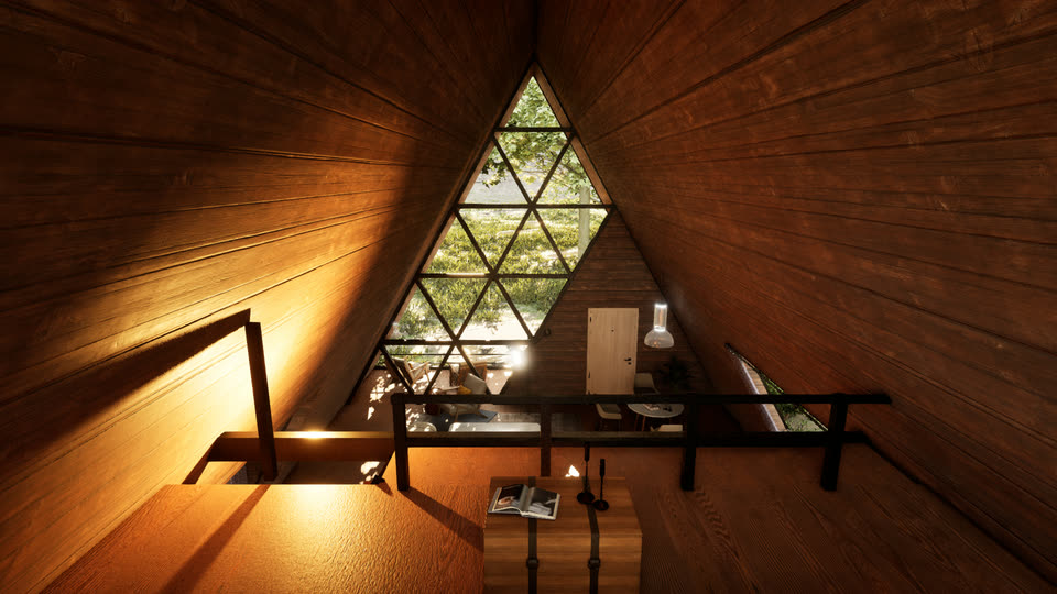 The loft looking out through the gable window, daytime
